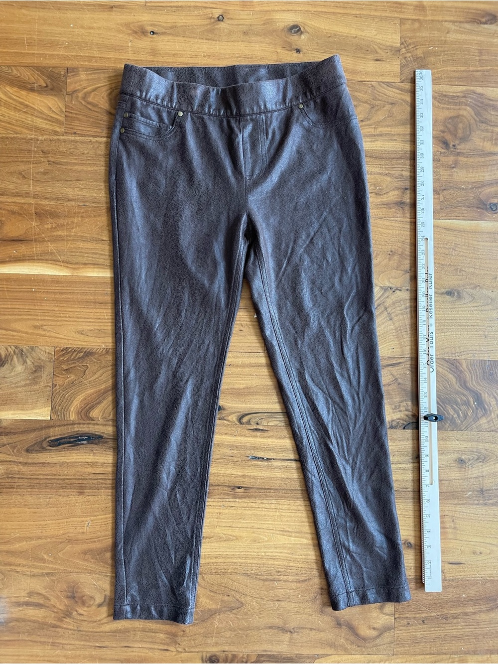 John Mark Dark Brown Faux-Leather Leggings